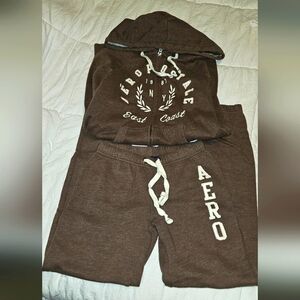 Aeropostale 2 Piece Brown Set Jogger and Zip Up Hoodie